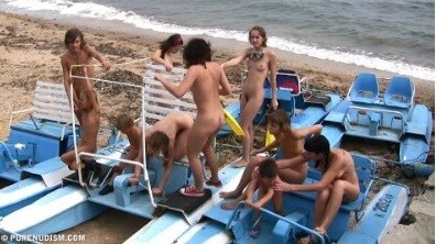 A group of naturists at sea - Nudist festivals are beautiful