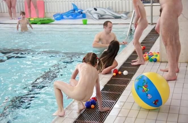 Nude family in the pool photos - Nudism fosters trust and mutual understanding